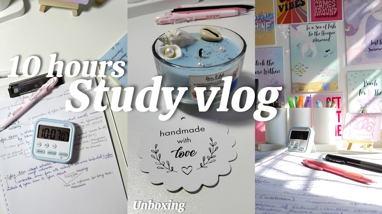 10 hours STUDY DAY | UNBOXING | ASMR | lectures and note making #studywithme10hours #asmr 