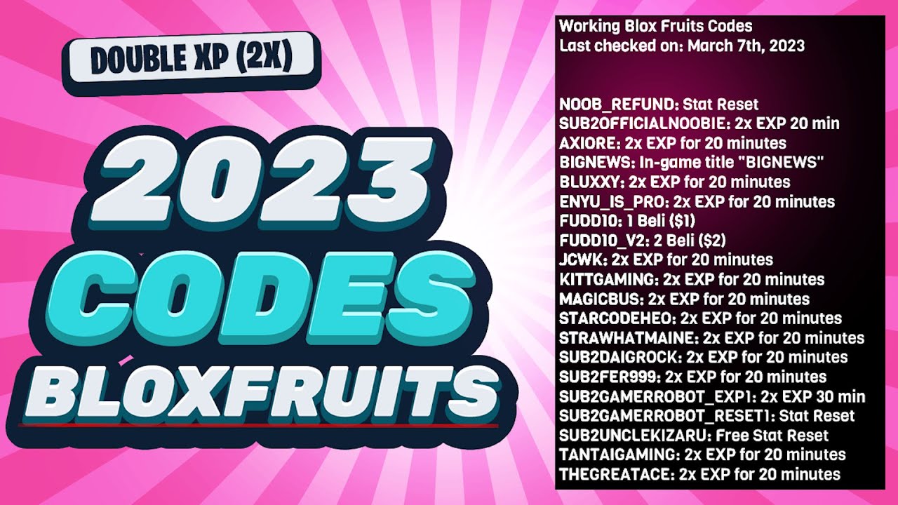 New Codes for Blox Fruits - October 2023 (2XP, double XP, resets