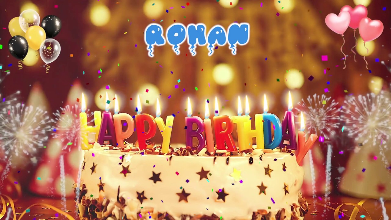 Amazing Animated GIF Image for Rohan with Birthday Cake and Fireworks —  Download on Funimada.com