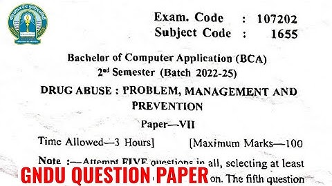 Gndu BCA 2nd Semester Drug Abuse Question Paper | Bca 2nd Semester Drug Abuse Question Paper 2023