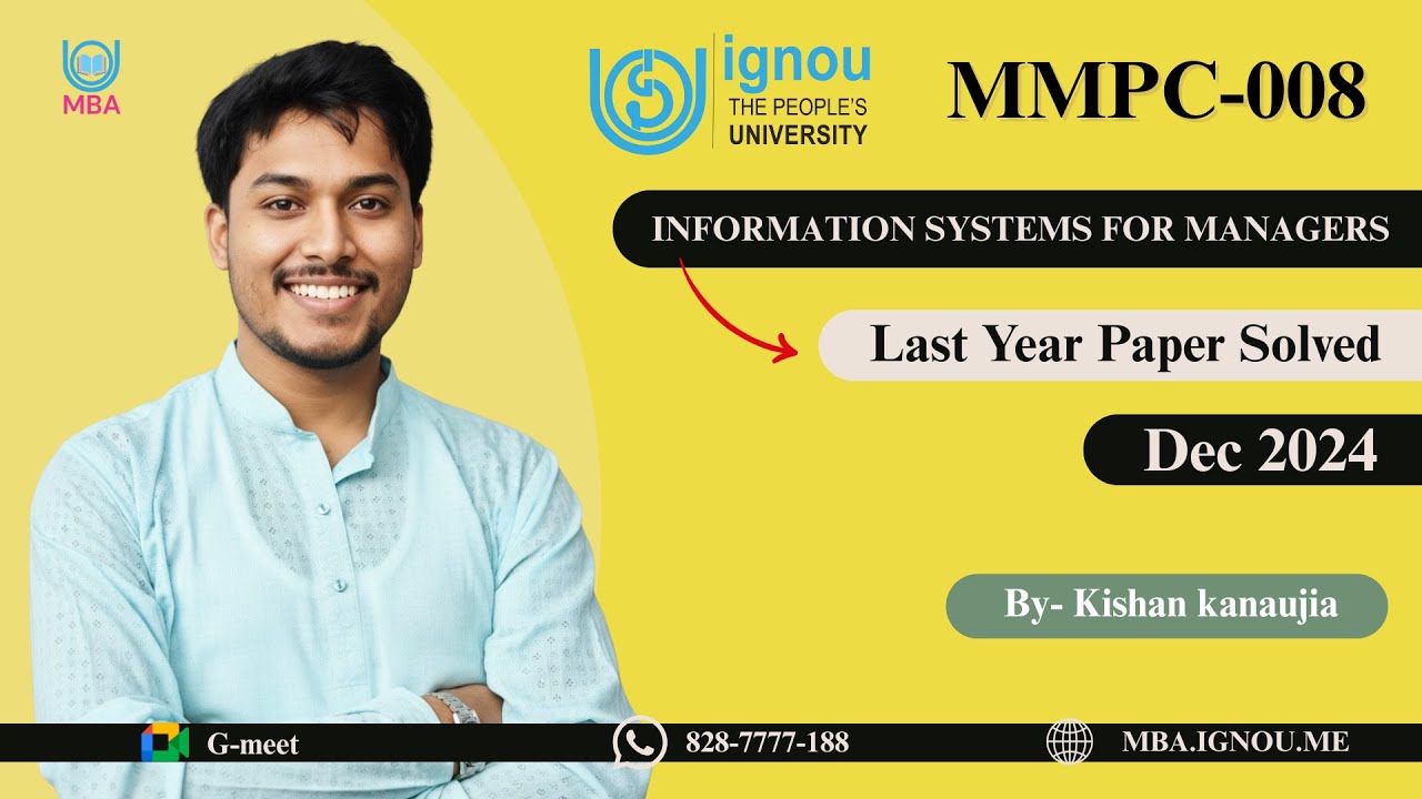 MMPC 008 Last Year Paper Solved | DEC 2024 IGNOU | FULL VIDEO | MOST ...