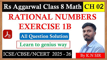 Rational Number || Exercise 1B Rs Aggarwal Class 8 || Rs Aggarwal Class 8 Exercise 1B || Exercise 1B