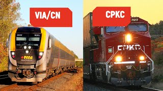 Two Mainlines Side by Side! CN & CPKC Trains in Ontario