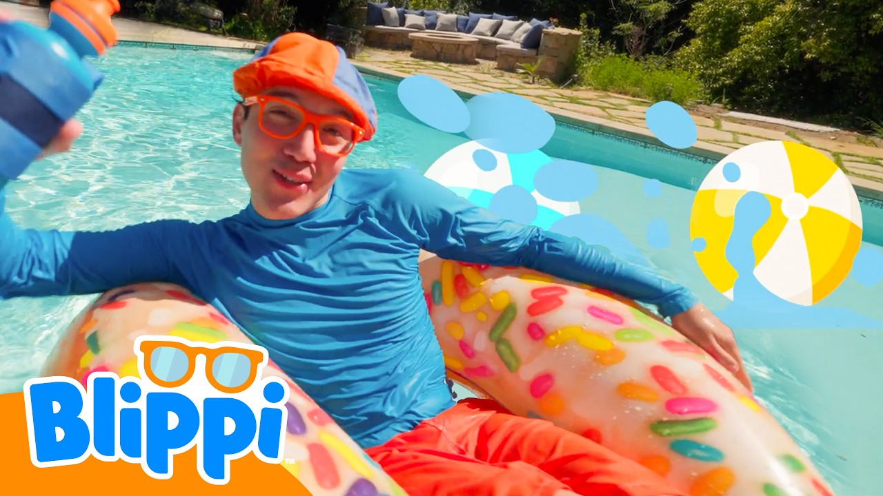 Learn to swim with Blippi!  | Pool Fun & Games | Educational Videos for Kids