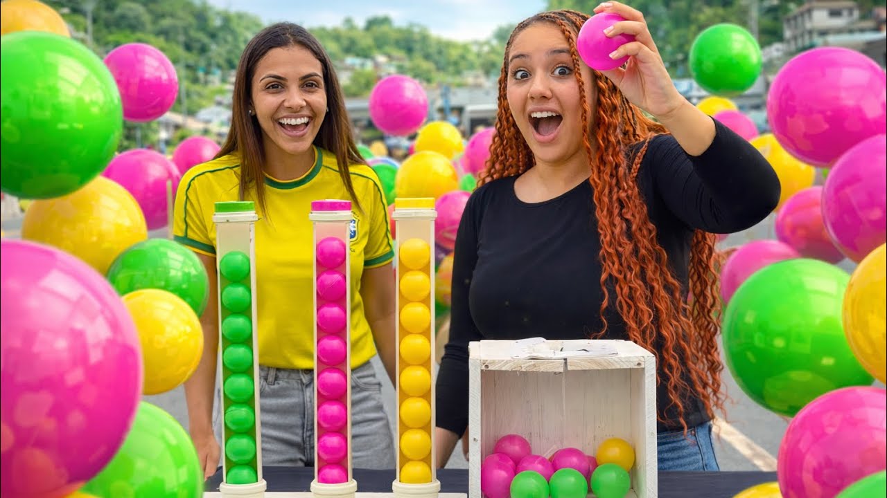 DESAFIO DA BOLA NA CAIXA: QUEM COMPLETAR O TUBO GANHA! 