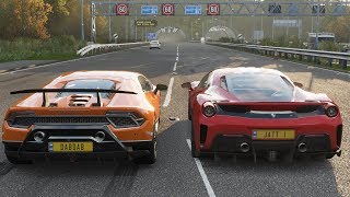 Forza Horizon 4 Drag Race - Lamborghini Huracan Performante vs Ferrari 488 Pista
