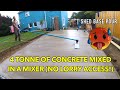 Concrete shed base 4 tonne mixed in a mixer