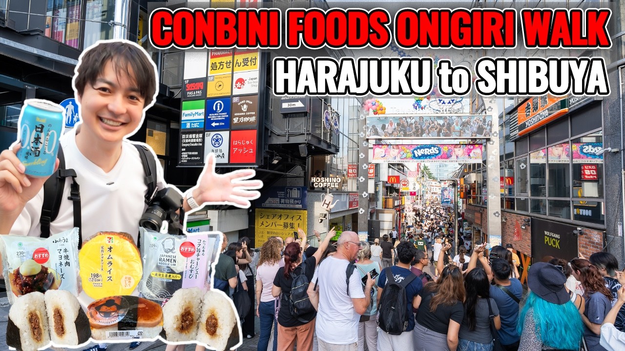 Summer Break Walk from Harajuku to Shibuya! Eating Every Convenience Store Onigiri Until I can’t Eat