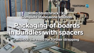 Packaging machine for plasterboards in bundles with spacers