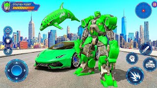 Green Dolphin 🐬 Robot Multiple Transform Wars: Car Drone Flying Robot Game - Android Gameplay screenshot 3