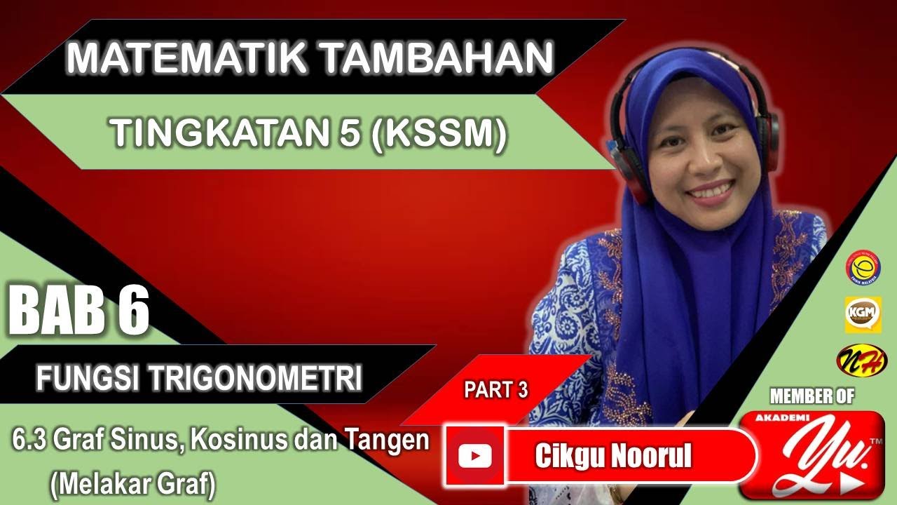 MATEMATIK TAMBAHAN T5 (KSSM) | BAB 6 | FUNGSI TRIGONOMETRI |GRAF SINUS, KOSINUS & TANGENT (PART 3)