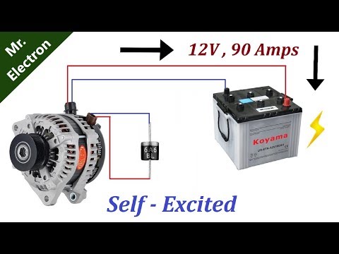 12v 90 ampēru automašīnas ģenerators uz pašiniciatīvas ģeneratoru, izmantojot DIODE