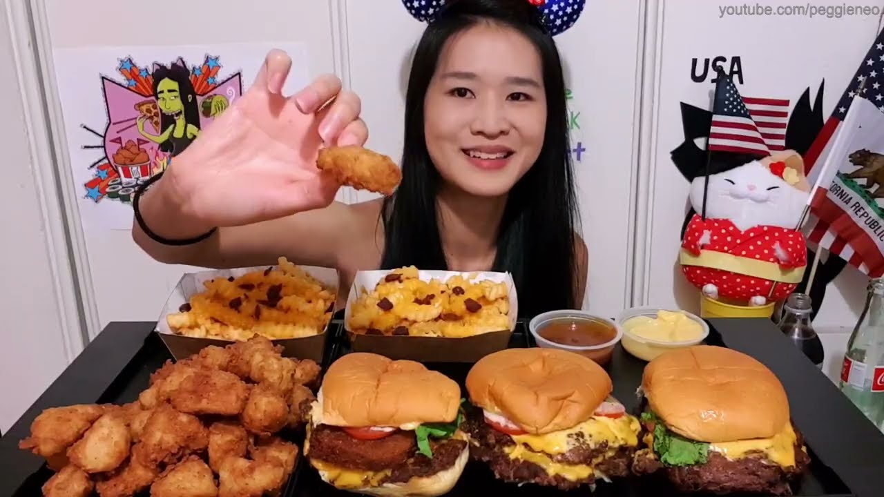 Huge Shake Shack Mukbang: Double ShackBurger, Shack Stack, Chicken ...