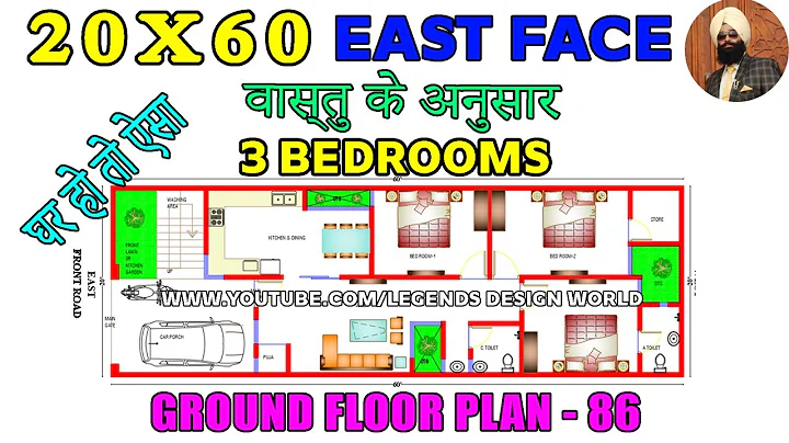 20X60 EAST FACE HOUSE PLAN, 3 BHK, 1200 sq. ft., Explained in Hindi | LEGENDS DESIGN WORLD |