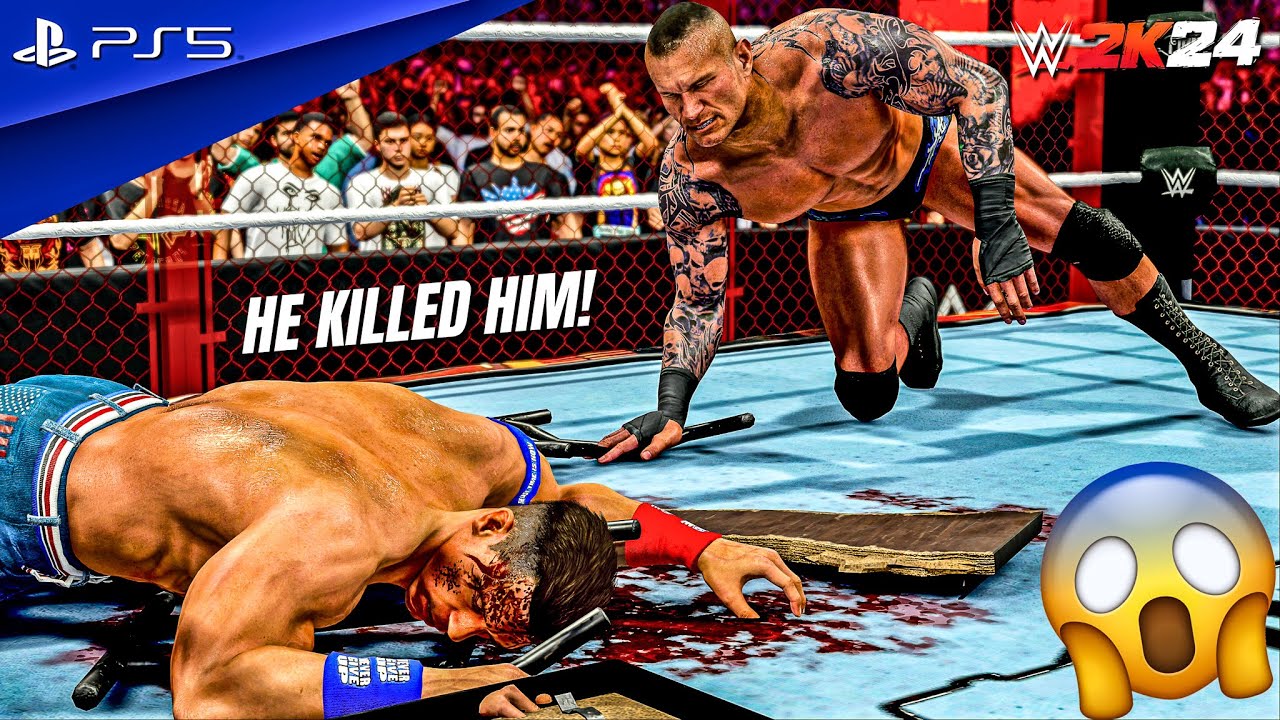 WWE 2K24 - Randy Orton vs. John Cena - Hell in a Cell Match at ...