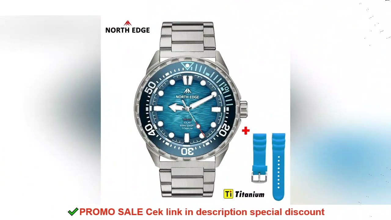 NORTH EDGE TRITON-TI Titanium Stainless Solar-Powered Diving Watch Luxury Quartz Watches For Men 300