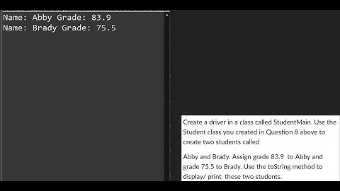 Create a driver in a class called StudentMain. Use the S... | Programming Concepts and Methodology 2
