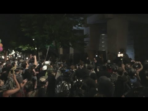Protesters remove fence at federal courthouse in Portland on Night 52