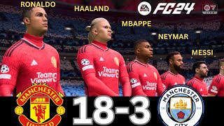 WHAT HAPPEN IF MESSI, RONALDO, MBAPPE, NEYMAR PLAY TOGETHER ON MANCHESTER UNITED VS MANCHESTER CITY