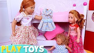 Mommy and Me Baby Dolls Petitcollin Dress up for School Day in the Dollhouse!