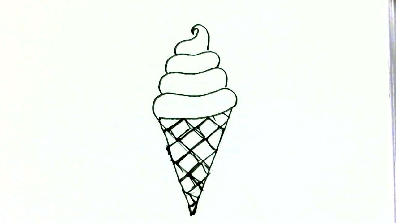 How To Draw Ice Cream Cone In Easy Steps For Children Beginners