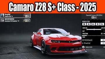 Chevrolet Camaro Z28 build S+ Class in NFS Unbound in 2025