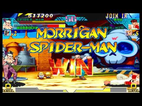 Marvel vs Capcom 1 ( Arcade ) - Morrigan / Spider-man Playthrough ( July 13, 2017 )