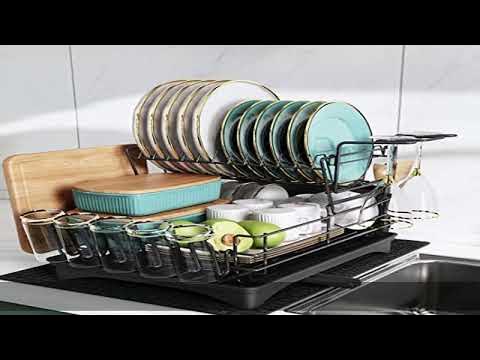 MAJALiS Dish Drying Rack Drainboard Set, Large 2 Tier Stainless Steel Dish  Racks with Drainage, Win 