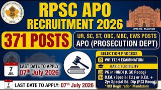 RPSC APO Recruitment 2026 | 371 Assistant Prosecution Officer Posts | Apply Now