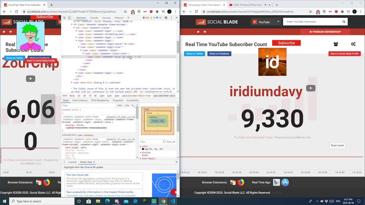 Sub count Iridiumdavy VS ZourChip