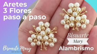 Alambrismo Aretes de 3 Flores🌼🌼🌼 paso a paso ✨