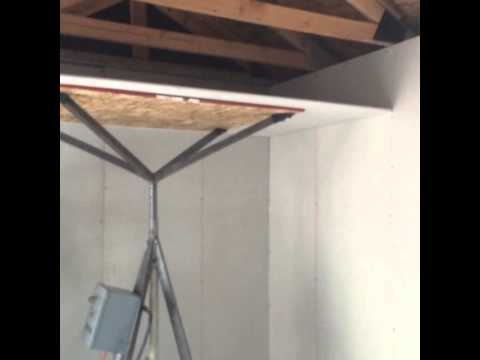 One Person Drywall Ceiling Installation Home Made Wireless Machine