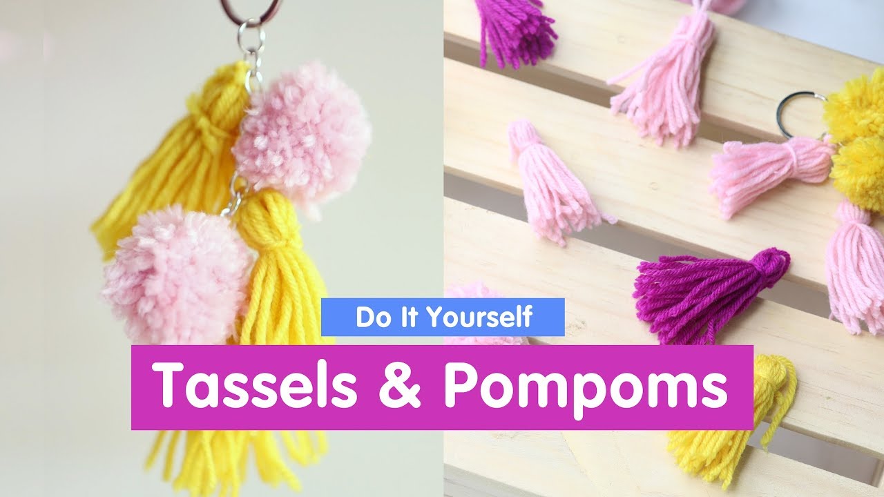 DIY Pompom and Tassel Keychains - Googly Gooeys
