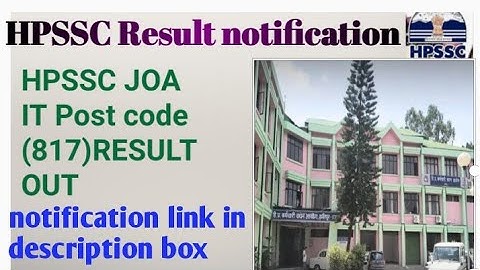 #bharatdailynews HPSSC JOA IT Post code (817) result out ।