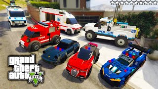 GTA 5 - Stealing EMERGENCY LEGO VEHICLES with Franklin! (Real Life Cars #147)