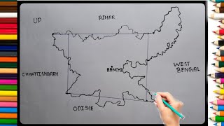 Jharkhand Map Drawing Easy/ Jharkhand ka naksha Kaise banaen/ How To Draw Jharkhand Map Easily