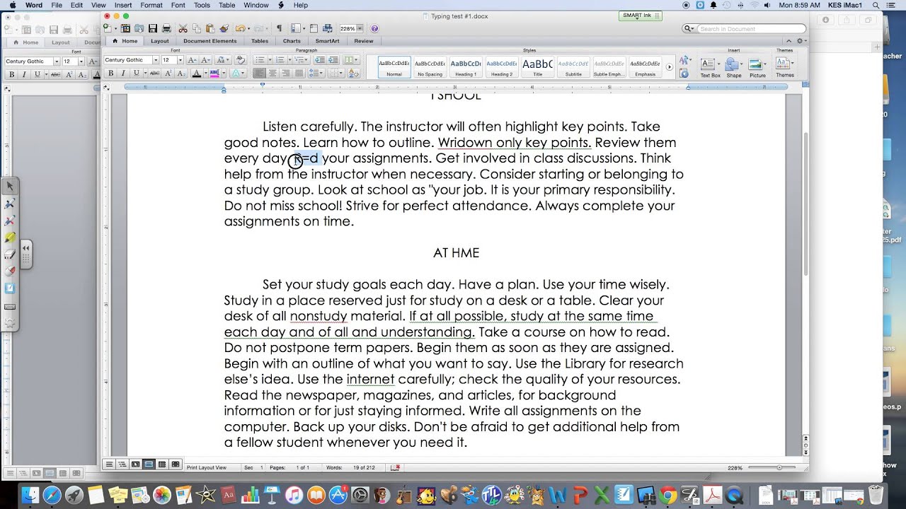 microsoft word typing assignments