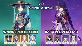 7.0 Spiral Abyss!! | Wanderer Hexerei & Raiden Overload | Genshin Impact