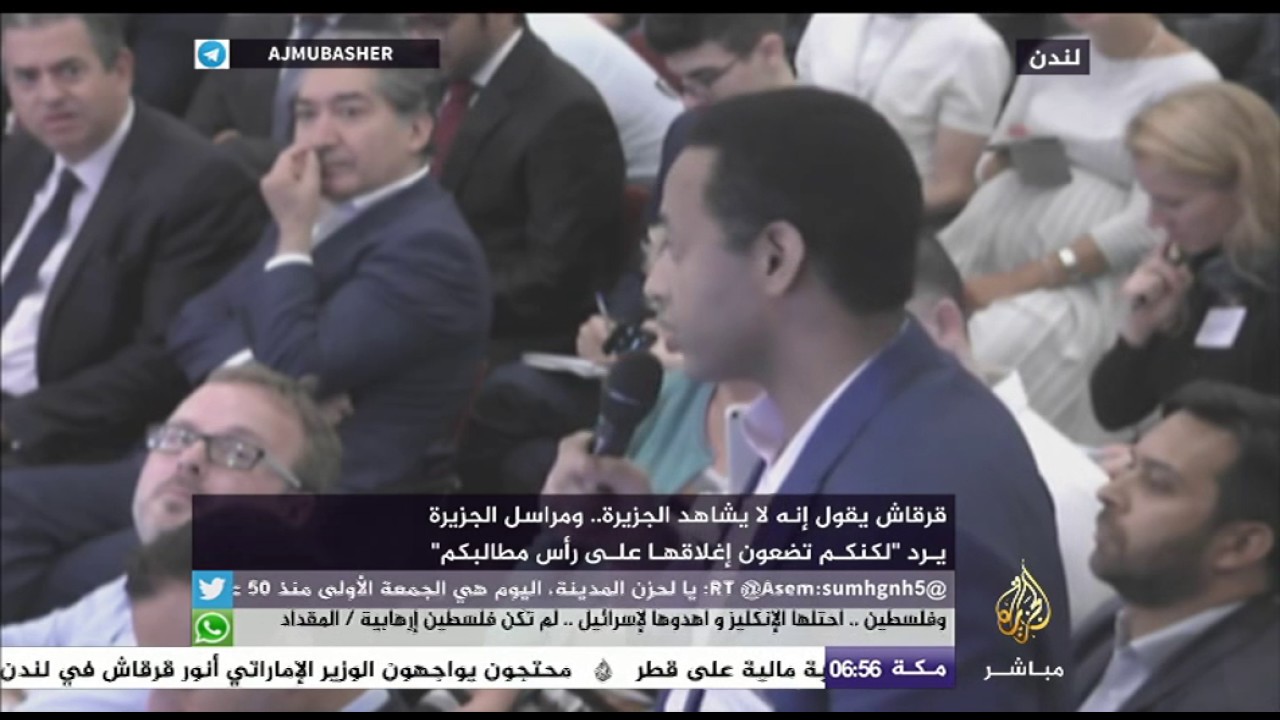 قرقاش يقول إنه لا يشاهد الجزيرة.. ومراسل الجزيرة يرد: “لكنكم تضعون إغلاقها على رأس مطالبكم”