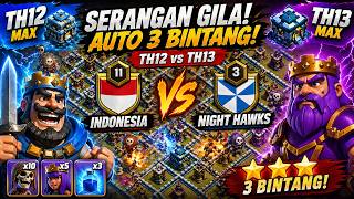 INDONESIA vs NIGHT HAWKS! SERANGAN GILA WAR COC AUTO 3 BINTANG 🔥