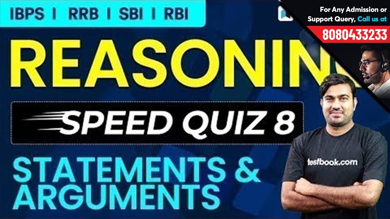 Reasoning Speed Quiz 8 - Live | Statement & Arguments with Shyam Sir for RRB, SBI, SSC & RBI