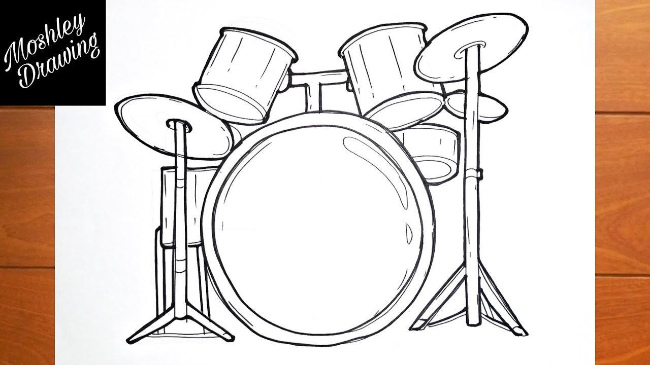 Sketch of a drum kit Royalty Free Vector Image
