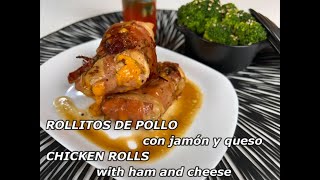 Rollitos de pollo con jamón y queso / Chicken rolls with ham and cheese / Delicious!😋 #64