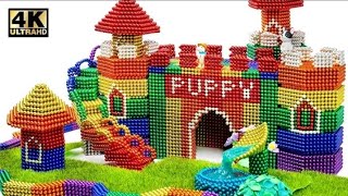 DIY - How To Build Castle Mud Dog House From Magnetic Balls ( Satisfying ) I Magnet World 4K