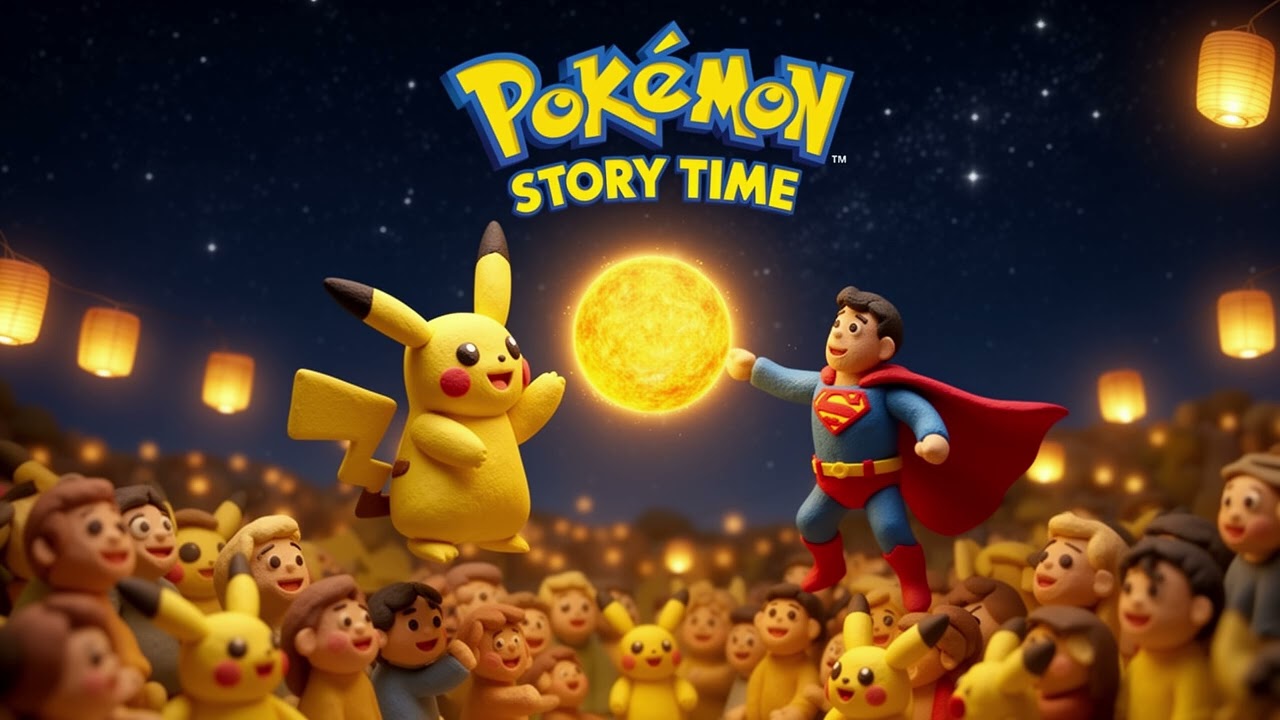 Pokémon Story Time: Pikachu & Superman Guide the Lost Midnight Sun Above Metropolis