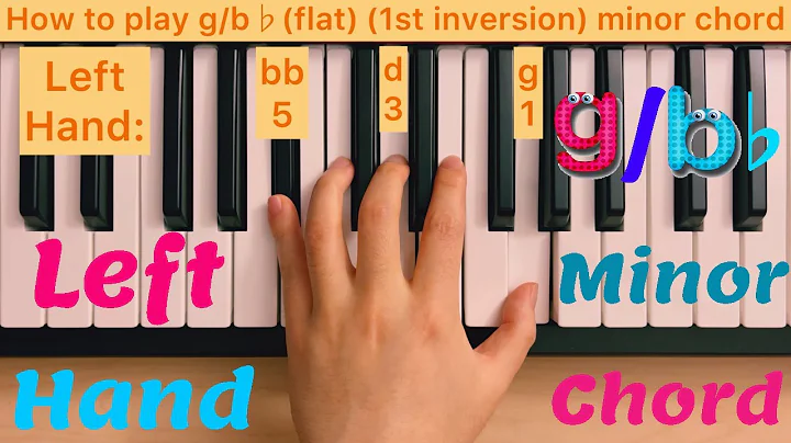 Piano Lesson 147: How to play g/b♭ (flat) (1st inversion) minor chord with the left hand tutorial
