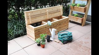Build this easy modern outdoor cedar bench with hidden storage with this video and free, downloadable plans at ...