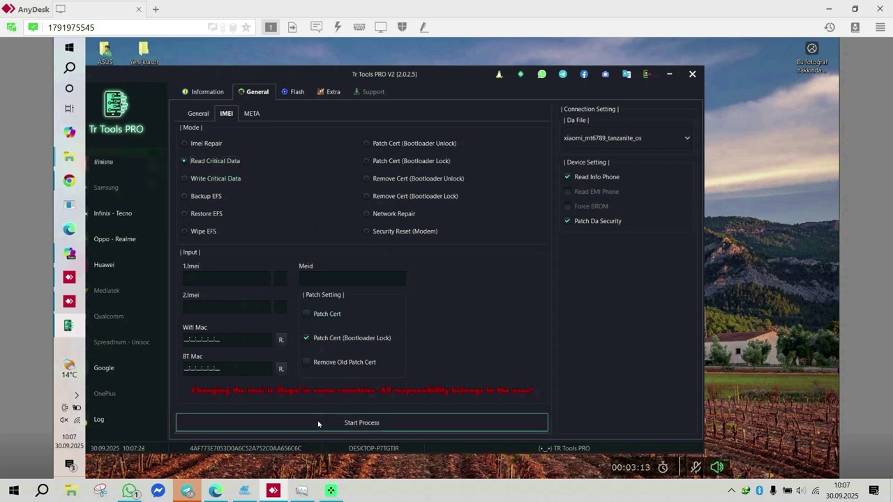 Redmi Note 14 (tanzanite) imei tamiri (cpid) nasıl yapılır? (TR TOOLS PRO/UDES)