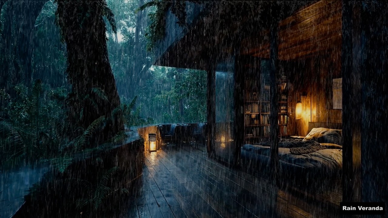 Звуки дождя для сна ⛈️ Уютная лесная атмосфера спальни (без грома) | Глубокий сон