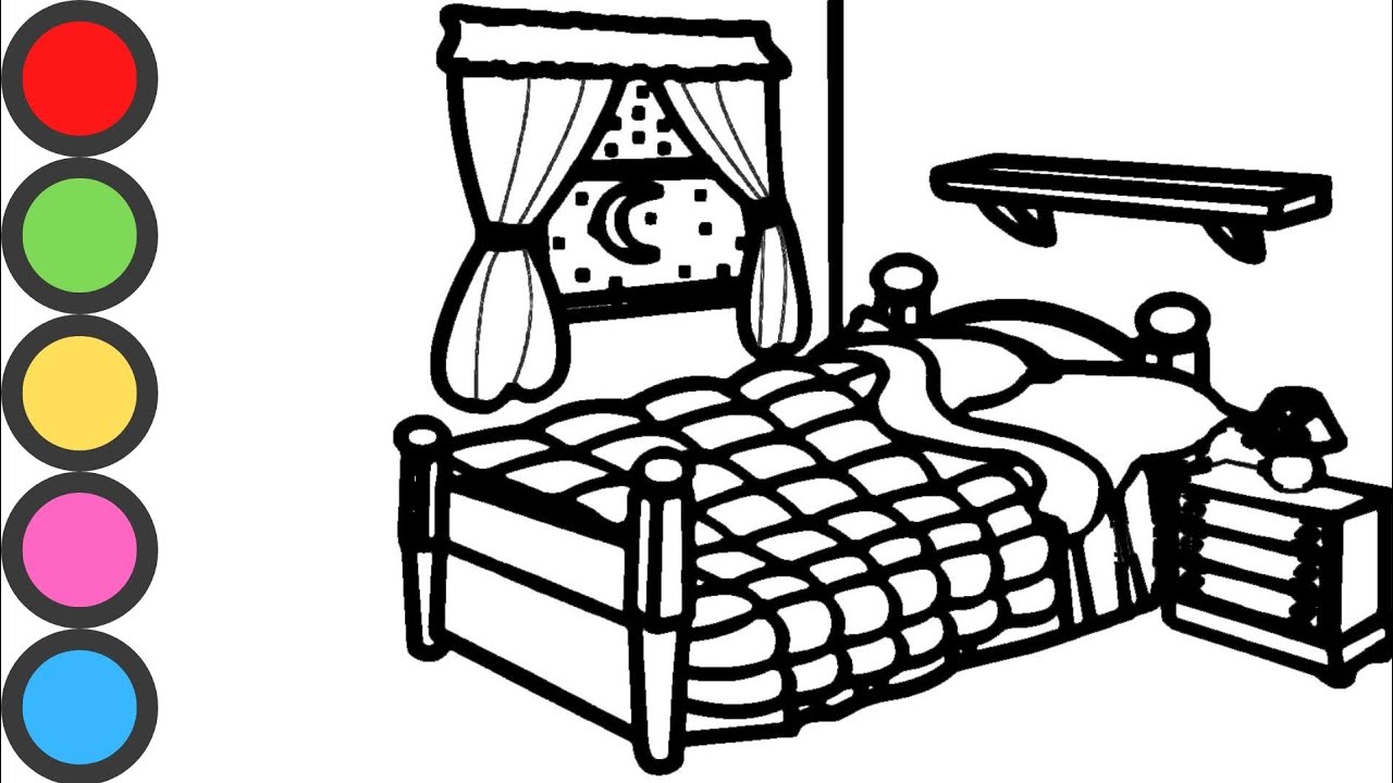 DRAWING THE BEDROOM . DRAW A CHILD'S ROOM.HOW TO DRAW A KIDS ROOM